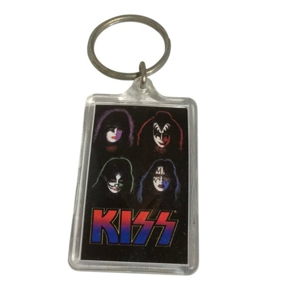 KISS Band Keychain Logo With Band Members Image Double Sided - Picture 1 of 4